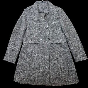 A. Byer Womens Double-Breasted Wool Blend Winter Coat Size XL Stylish Gray Tweed